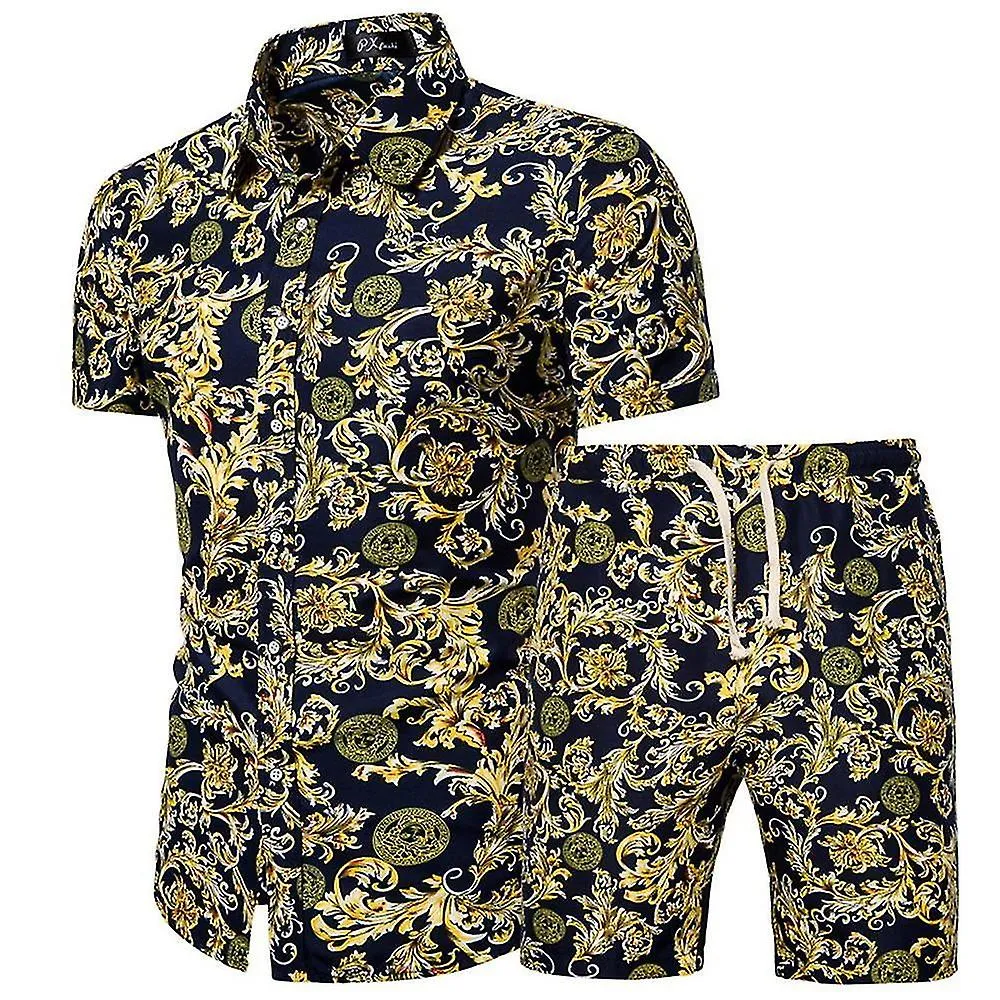 Mannen korte mouw shirt shorts set Hawaiian Holiday Beach zomer outfits A