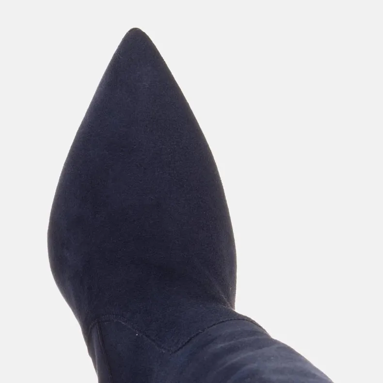 Marco Shoes Hoge, gekreukte, marineblauwe laarzen van natuurlijk suède