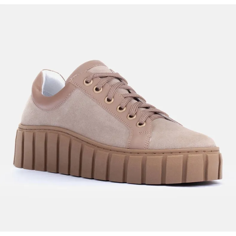 Marco Shoes Toenemende sneakers met een dikkere onderkant beige