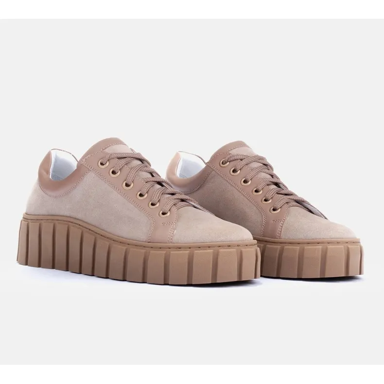 Marco Shoes Toenemende sneakers met een dikkere onderkant beige