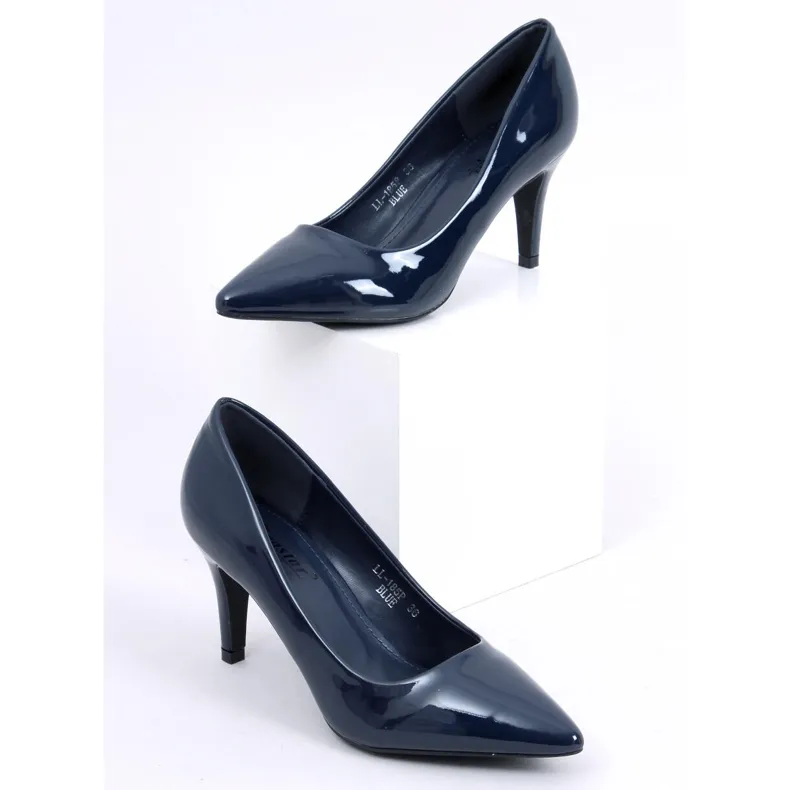 MARINEBLAUW GELAKTE HOGE HAKKEN VOOR DAMES LL185P BLAUW