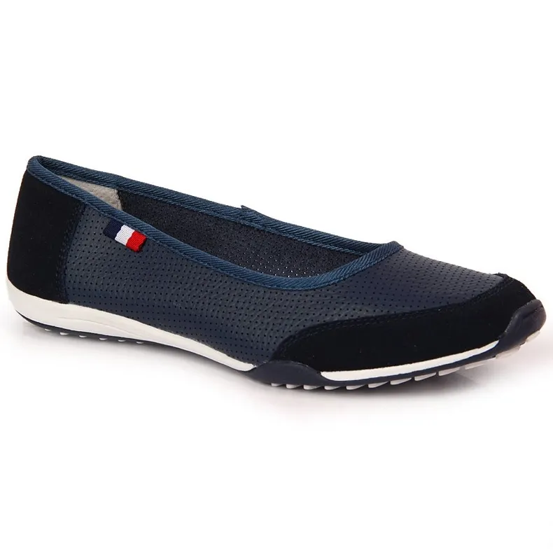 Marineblauwe leren ballerina's voor dames Filippo