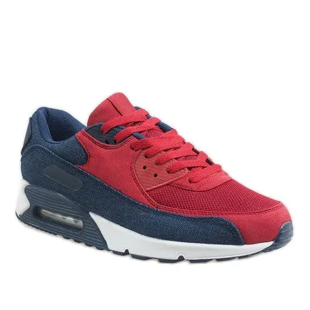 Marineblauwe sportschoenen voor heren 8104 rood veelkleurig