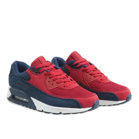 Marineblauwe sportschoenen voor heren 8104 rood veelkleurig