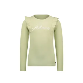 MAYCE Meisjes shirt rib ruffel pistache
