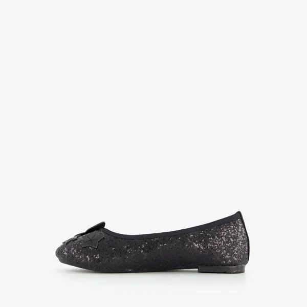 Meisjes glitter ballerina's met vlinder zwart