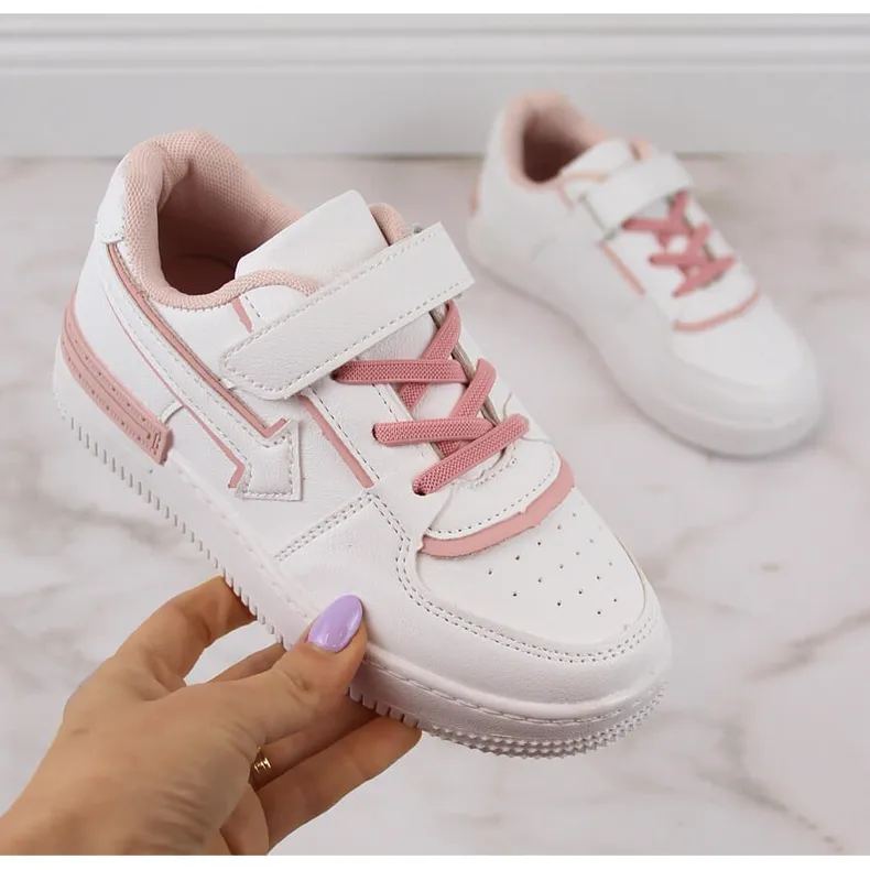 Meisjes sportschoenen met klittenband wit Vinceza 34628