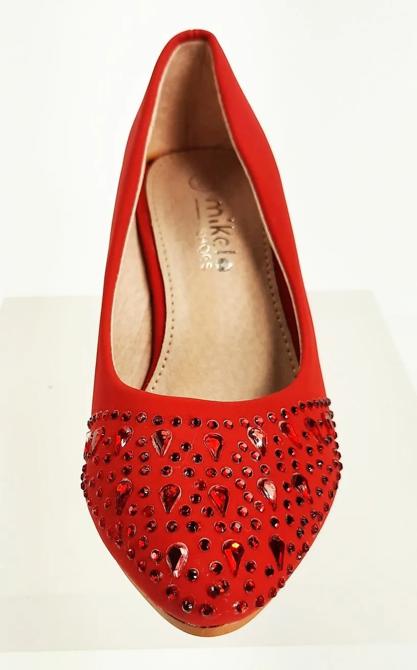 MEISJESSCHOEN  PUMPS  MAT  STRASS STEENTJES  ROOD