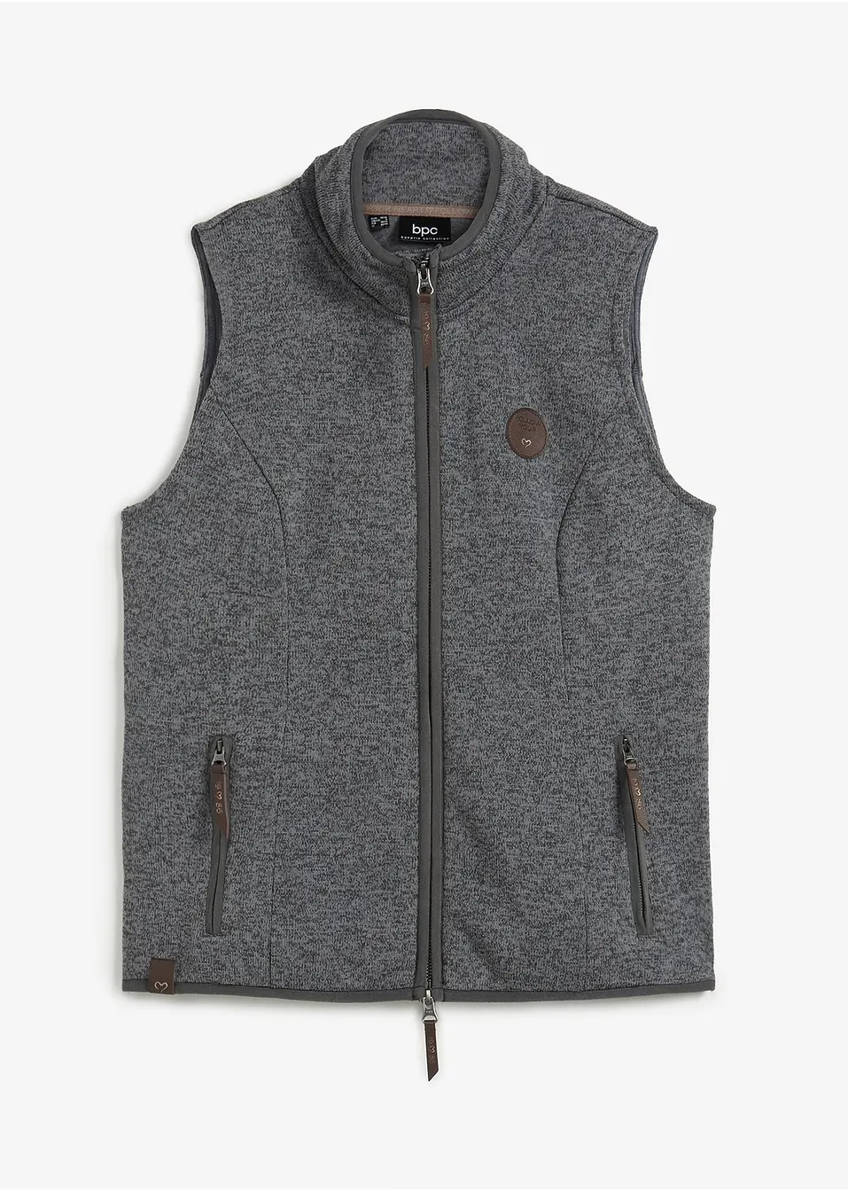 Mouwloos fleece vest met contrastkleurige paspels   