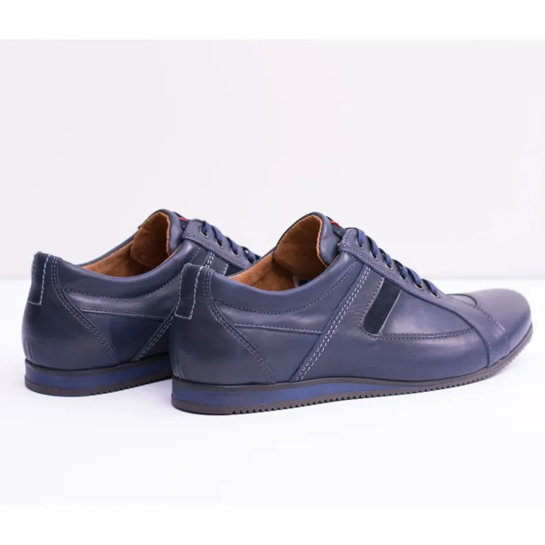 Neex Leren sportschoenen voor heren Sferis marineblauw