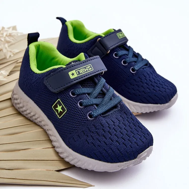 NEWS KINDER SPORTSCHOENEN MET KLITTENBAND MARINEGROEN BREGO BLAUW