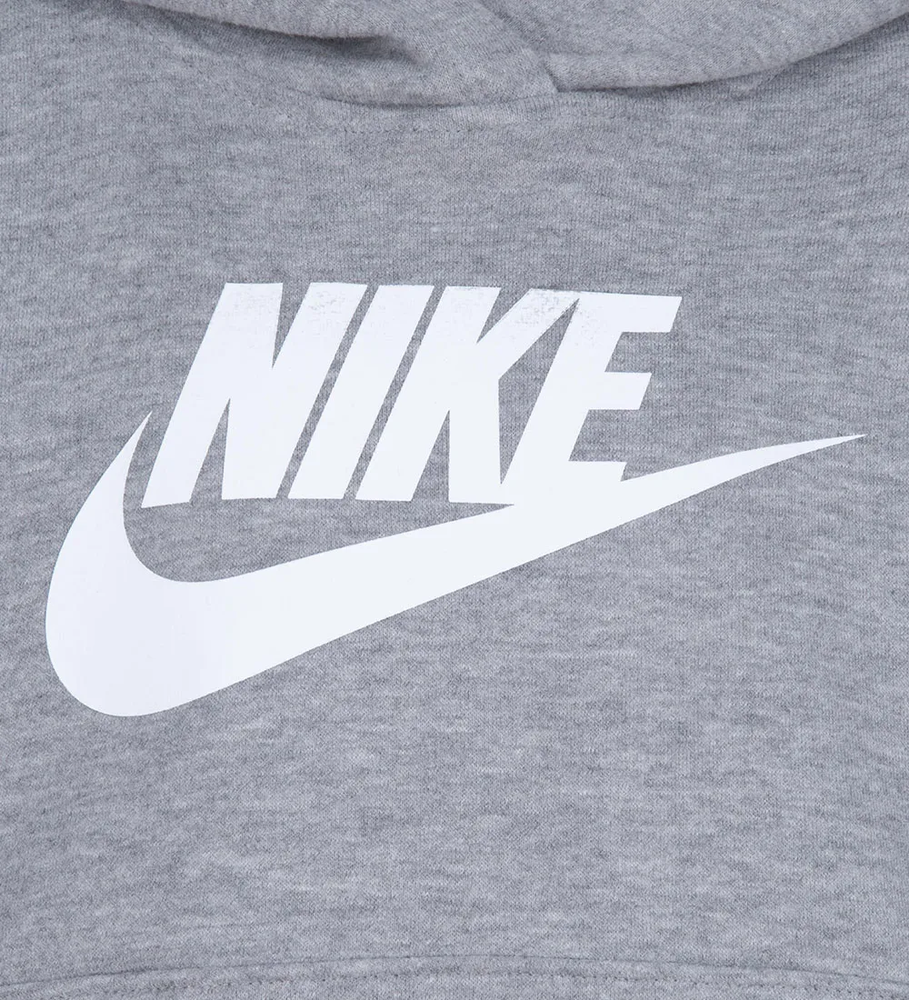 NIKE SWEATSET  GRIJS GEVLEKT M. WIT