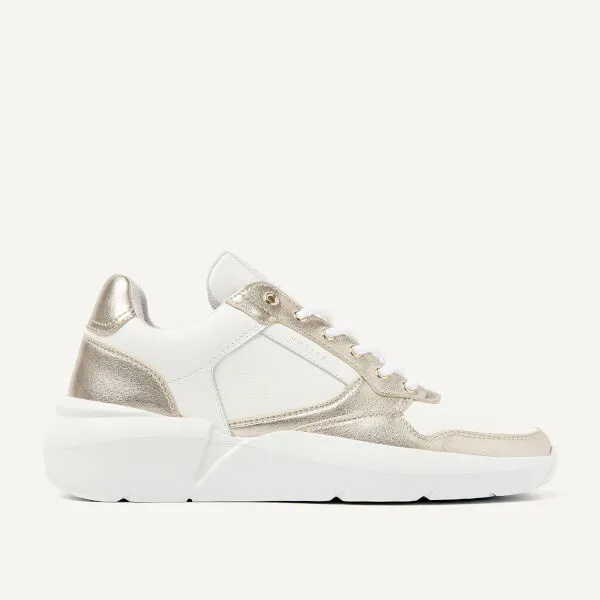 NUBIKK DAMES SNEAKERS WIT 21080000 ROQUE ROAD WAVE 309L WHITE LEATHER  GOLD