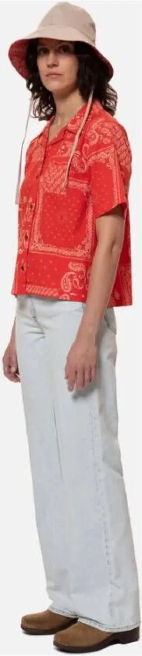 Nudie Jeans Moa Bandana Shirt Rood Red Dames