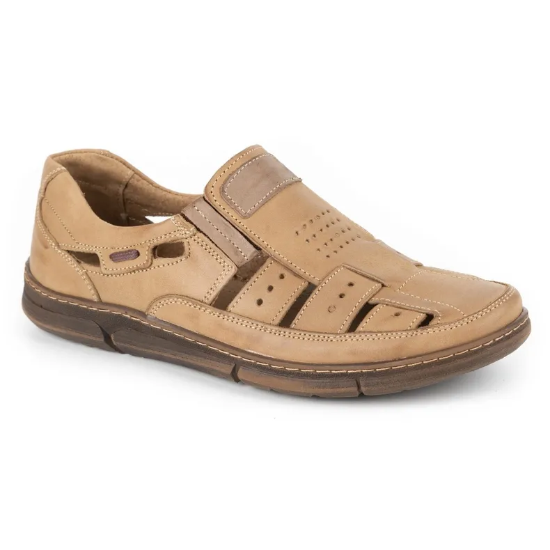 Olivier Herenschoenen, leer opengewerkt 601 voor zomer beige