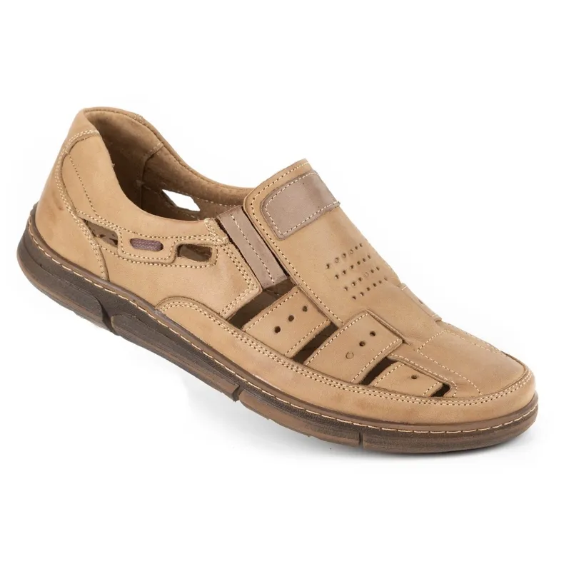 Olivier Herenschoenen, leer opengewerkt 601 voor zomer beige