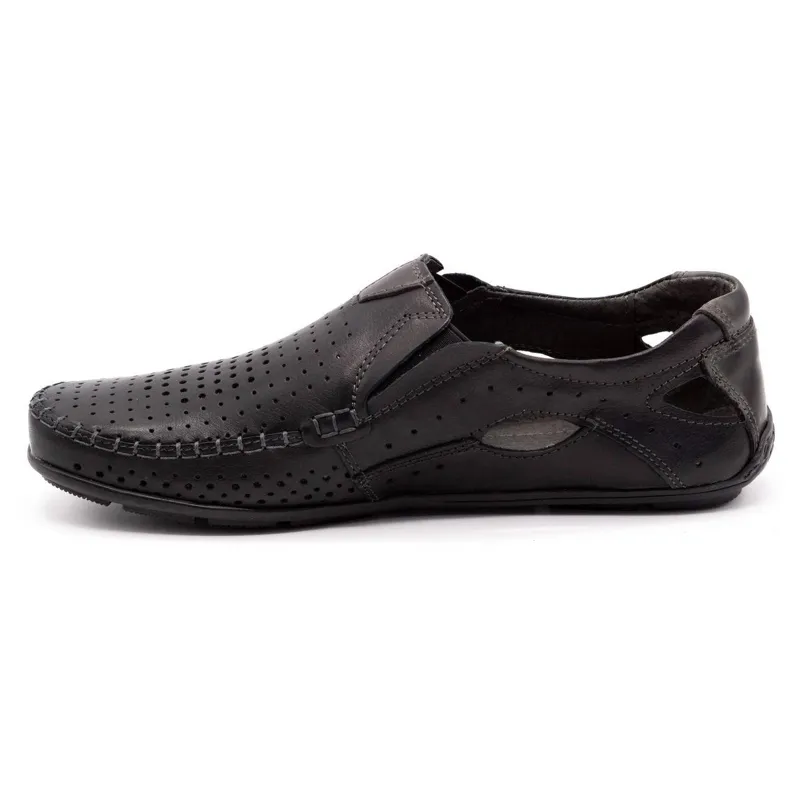 Olivier Herenschoenen mocassins 901 summer black grain zwart