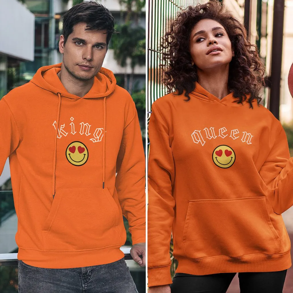 Oranje EK WK Koningsdag Hoodie King Queen Heart Eyes