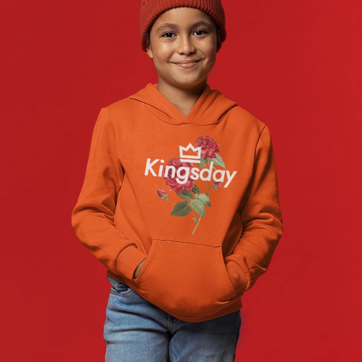 Oranje Koningsdag Hoodie Kind Kingsday Rose