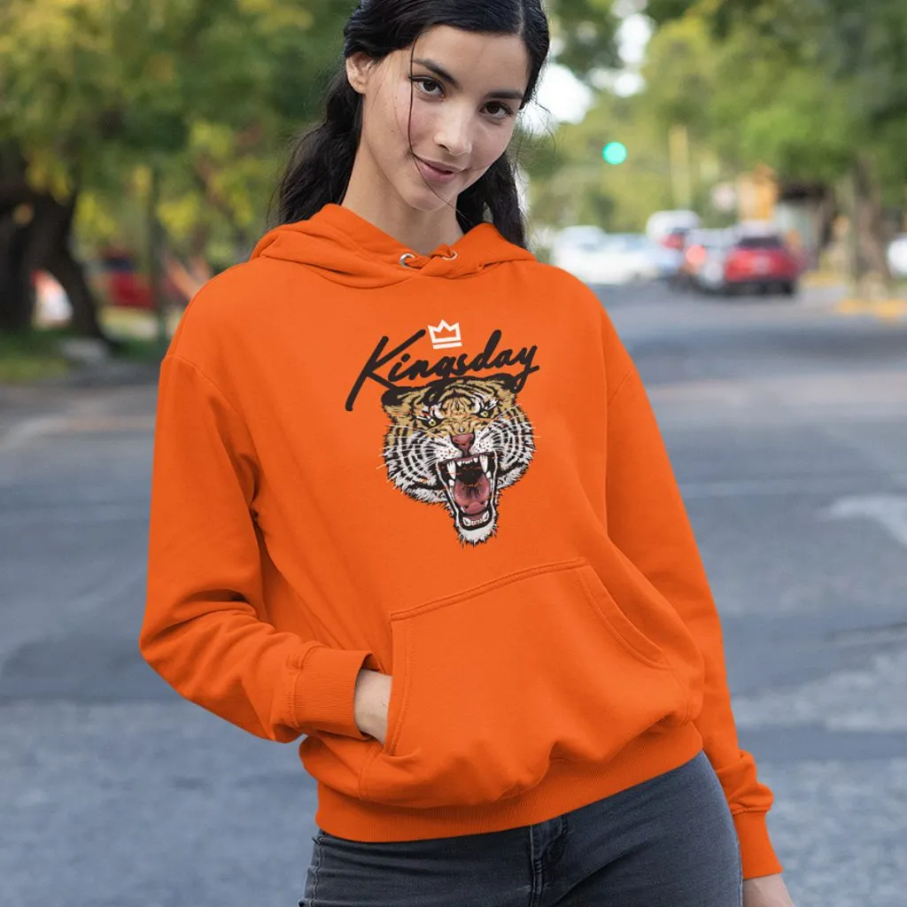 Oranje Koningsdag Hoodie Kingsday Tiger Crown