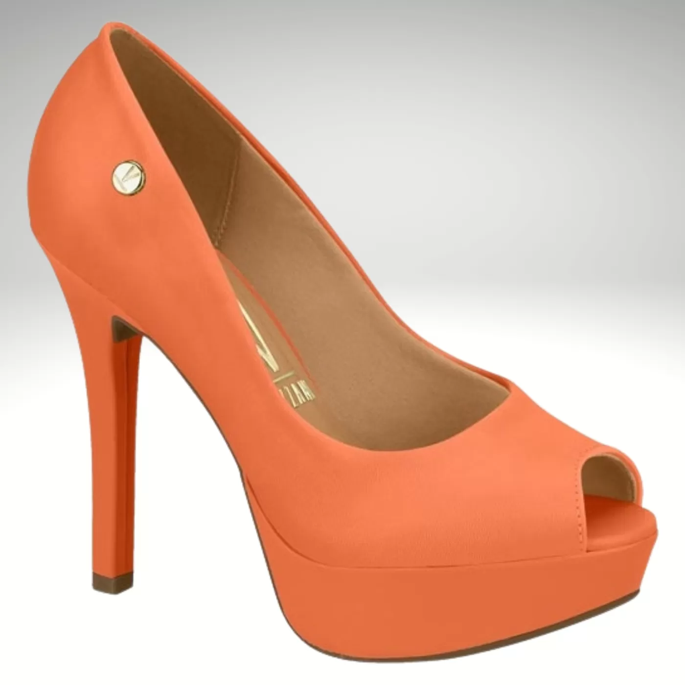 Oranje pumps met open teen en plateau Vizzano