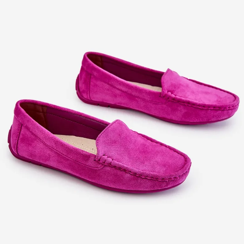 PE1 Suède loafers voor dames, paars Morreno roze