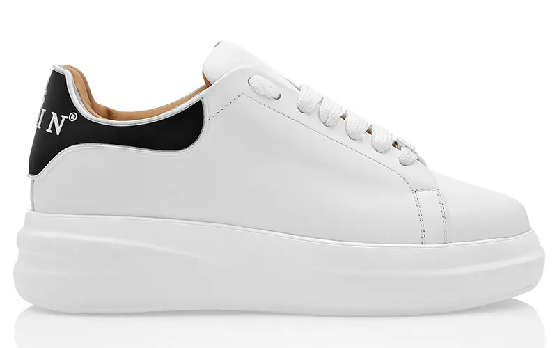 Philipp Plein Leather Low-Top Sneakers Wit-Zwart