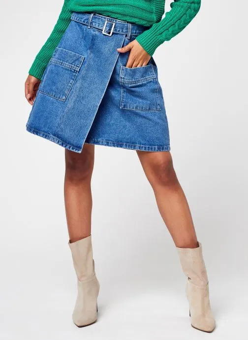      PIECES PCNAMIR HW MB DENIM SKIRT BC  BLAUW   