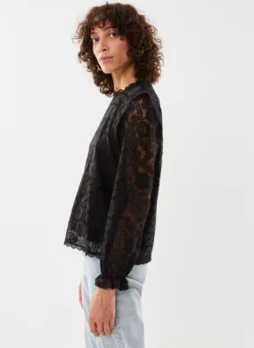      Pieces PCOLLINE LS LACE TOP NOOS BC - Zwart   