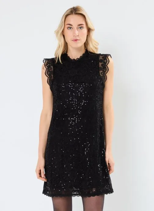      PIECES PCOLLINE SL LACE SEQUINS DRESS NOOS CP  ZWART   