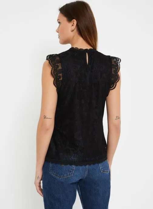      PIECES PCOLLINE SL LACE TOP NOOS BC  ZWART   