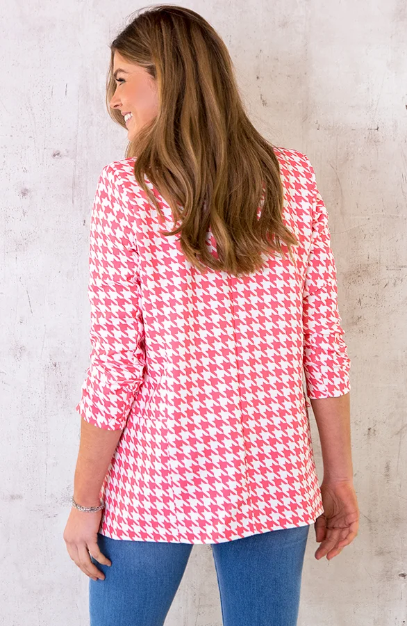 Pied De Poule Blazer Koraal