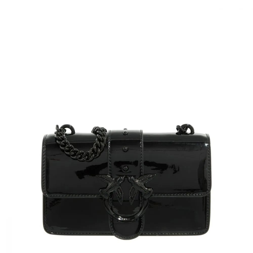 Pinko Love One Black Leather Crossbody Bag