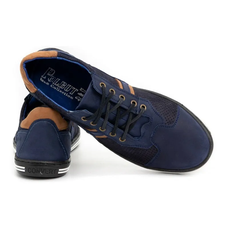 Polbut Vrijetijdsschoenen voor heren 1801P marineblauw nubuck/camel