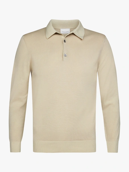 Profuomo POLO LONG SLEEVE OFF WHITE
