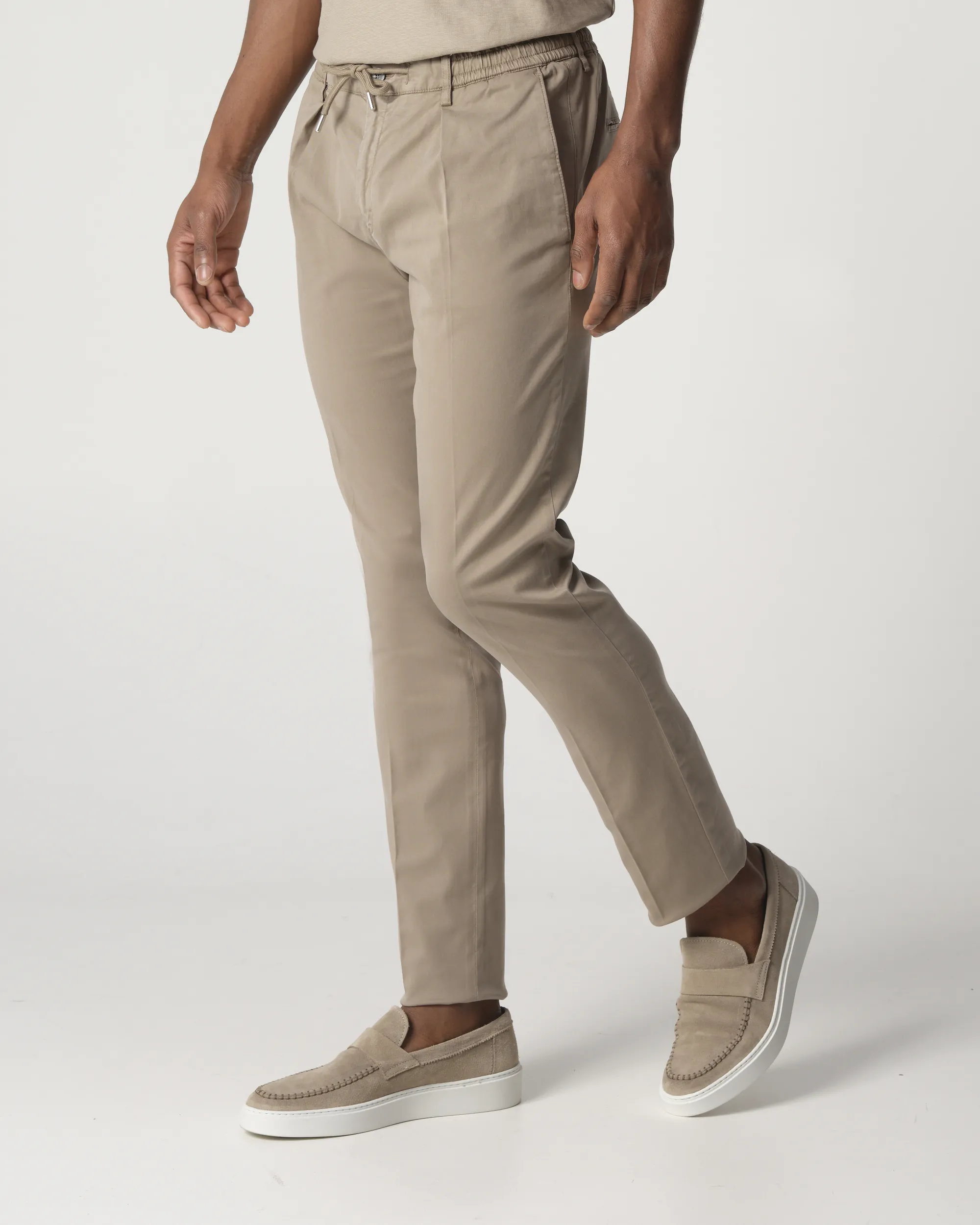 Profuomo Taupe Katoenen Broek 842 Sportcord Beige Heren