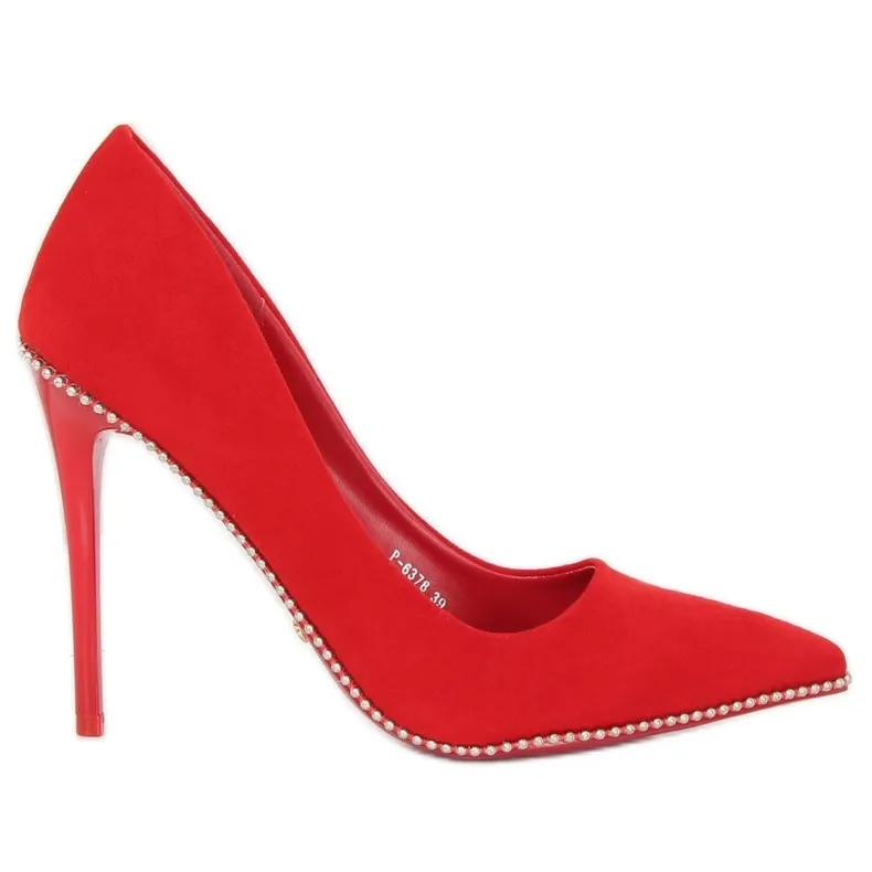 PUMPS OP EEN RODE HAK P6378 RED ROOD