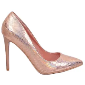 Pumps op naaldhak holografische champagne NF-52 Champagne roze