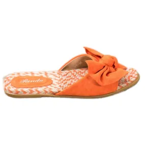 Renda Elegante pantoffels met strik oranje