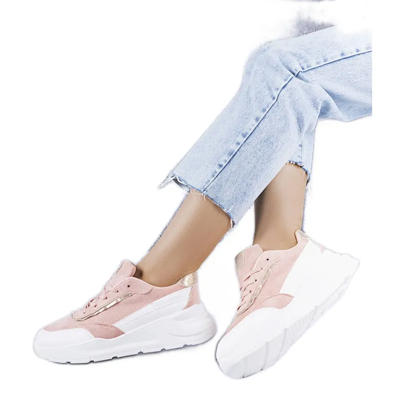 ROZE SNEAKERS GEMAAKT VAN ECOSUEDE VAN DUPUIS