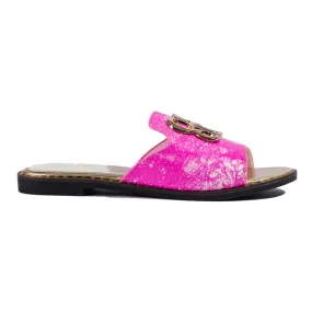 Roze teenslippers voor dames met gouden decoratie van Shelovet