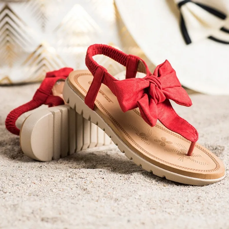 SHELOVET Slippers en sandalen met strik rood