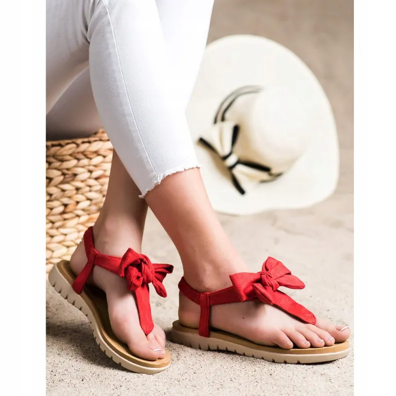 SHELOVET Slippers en sandalen met strik rood