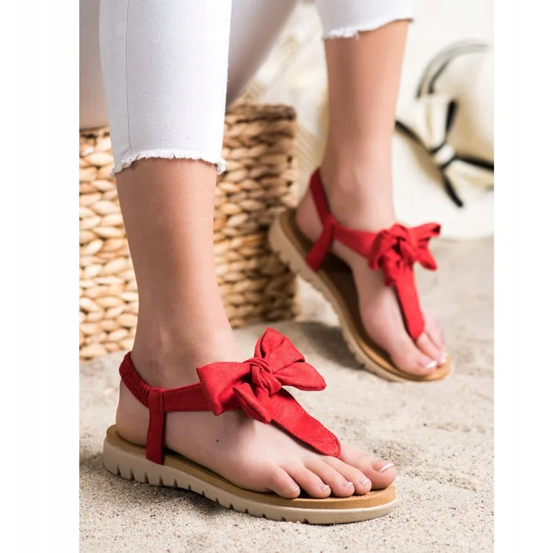 SHELOVET Slippers en sandalen met strik rood