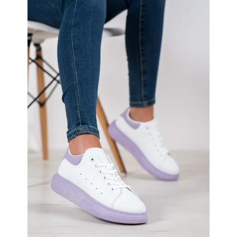 SHELOVET Sneakers op het paarse platform wit