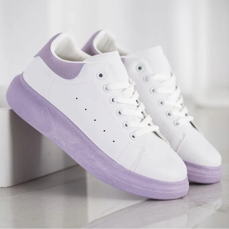 SHELOVET Sneakers op het paarse platform wit