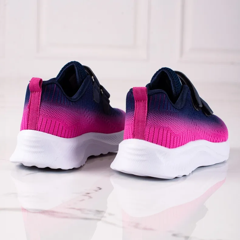 Shelovet tweekleurige sportschoenen met klittenband marineblauw roze