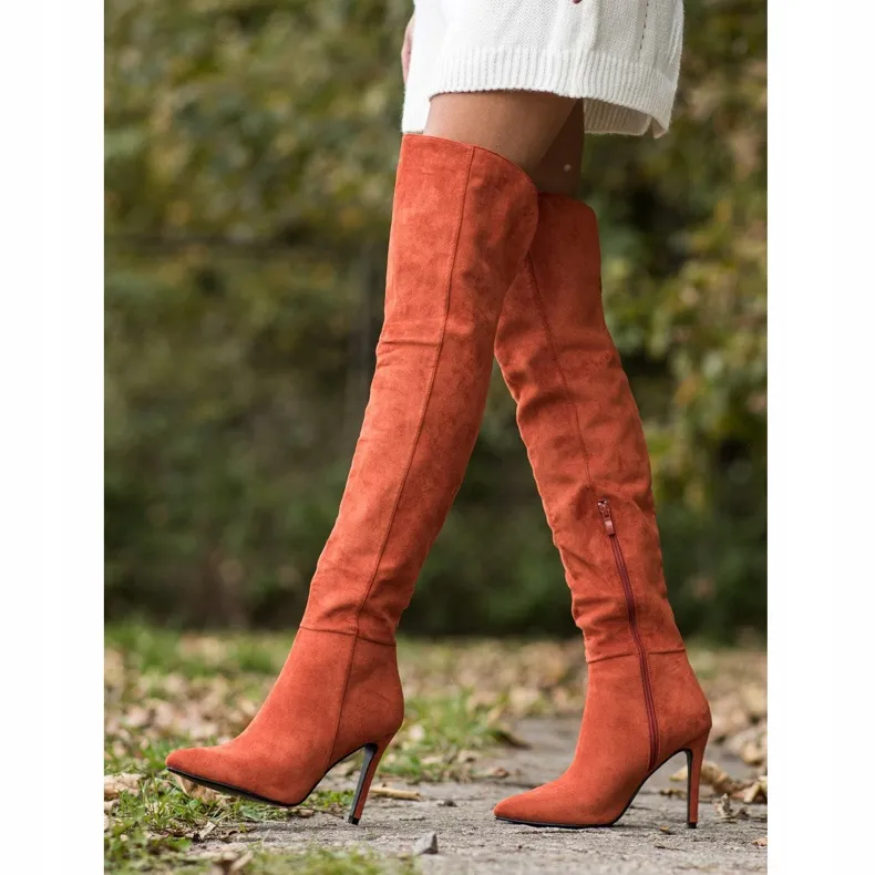 Small Swan Sexy laarzen met hoge hakken oranje