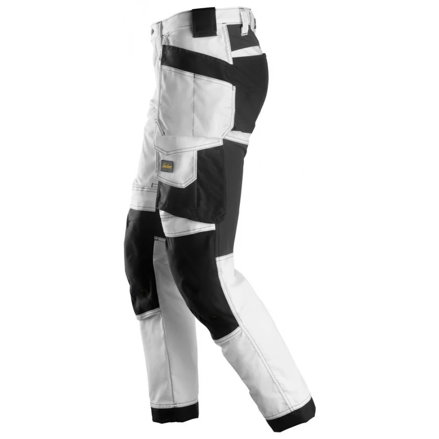 Snickers 6241 AllroundWork Stretch Werkbroek met Holsterzakken Wit/Zwart
