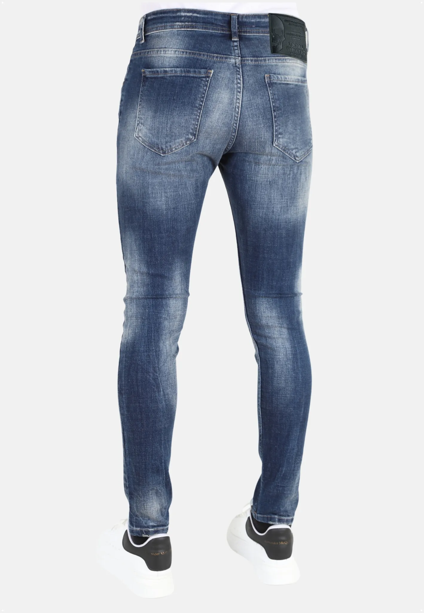 STONEWASHED SLIM FIT MANNEN SPIJKERBROEK MET SCHEUREN MM121  BLAUW